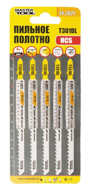 Полотно пильное для лобзика MASTERTOOL T301DL 5 шт дерево/пластик чистый прямой рез 6TPI/132 мм 14-2 Харків - зображення 2