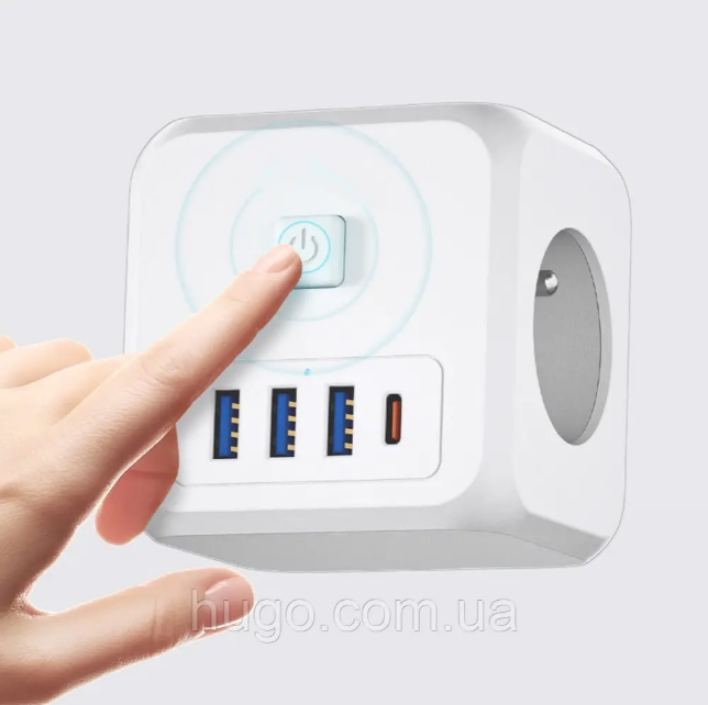 Мережевий фільтр трійник 4000 Вт, (3хUSB, 1хType-C, 3х220В) / Розгалужувач електричний / Трійник з ю Одеса - зображення 3