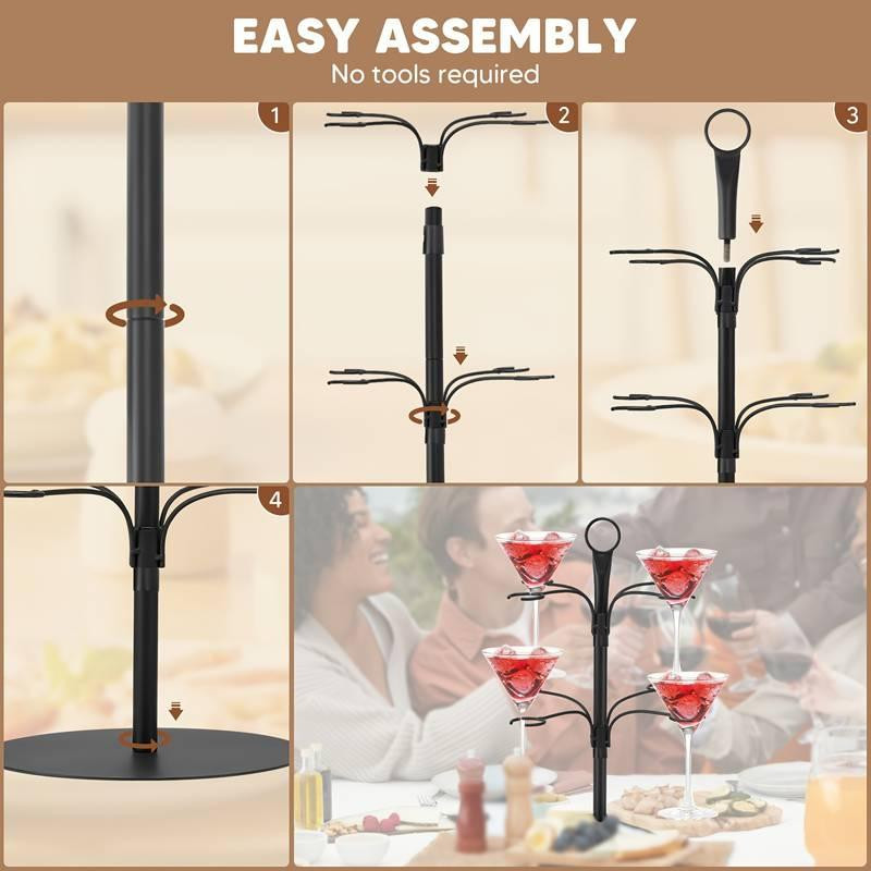 Подставка для коктейльного дерева Leeseph на 8 бокалов черная Одеса - зображення 2