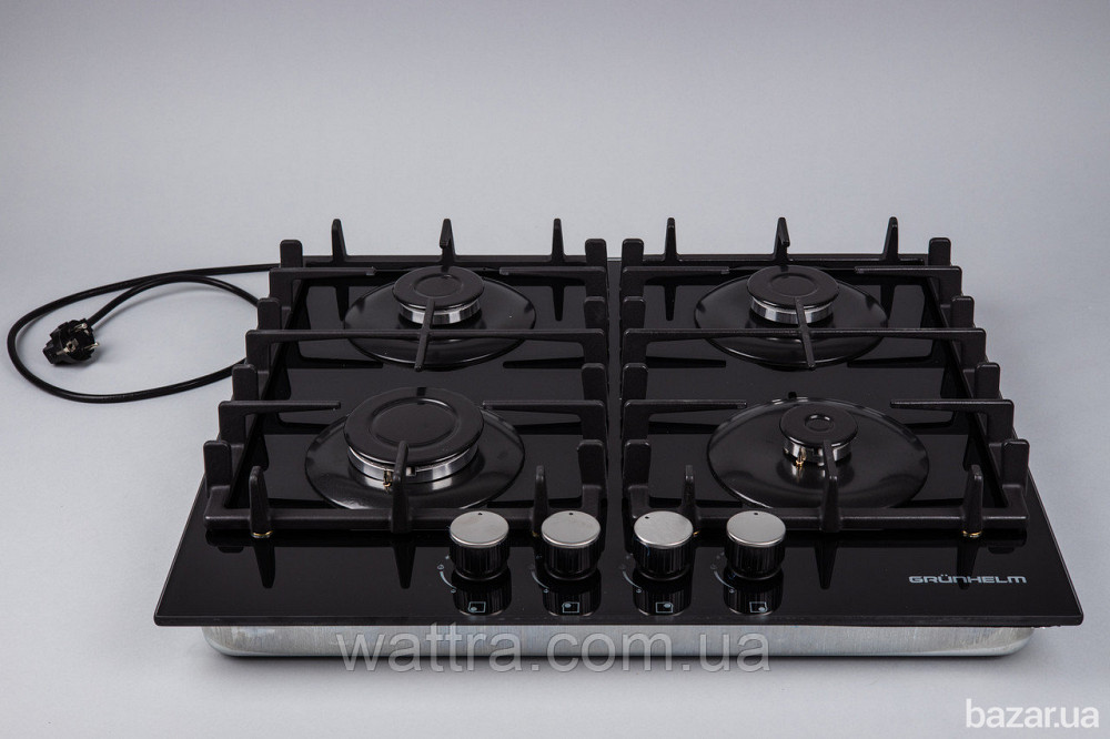 Газовая варочная поверхность GRUNHELM GPG 6214 BF (4 конфорки, закаленное стекло, чугун. газ контрол Київ - зображення 11