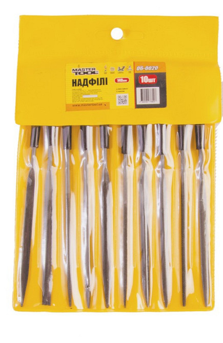Надфили с пластиковой ручкой MASTERTOOL 140 мм набор 10 шт 06-0020 Харків - зображення 2