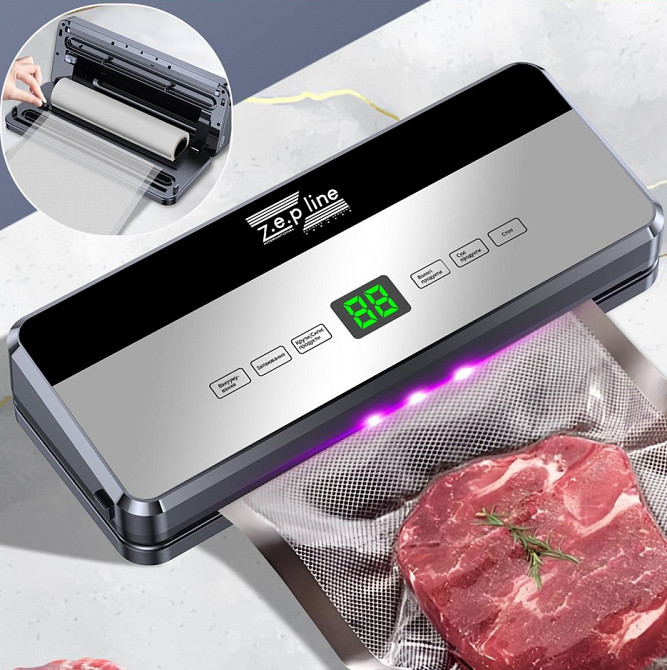Вакууматор с 20 вакуумными пакетами и рулоном Zepline ZP-00357 200 Вт серебристый Київ - зображення 1