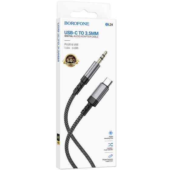 Аудио кабель Aux Borofone BL24 Graceful Type-C to AUX 3.5mm) (1m) Херсон