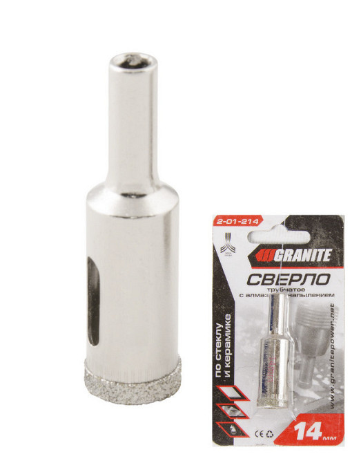 Сверло для стекла и керамики GRANITE трубчатое с алмазным напылением 14 мм 2-01-214 Харьков - изображение 1