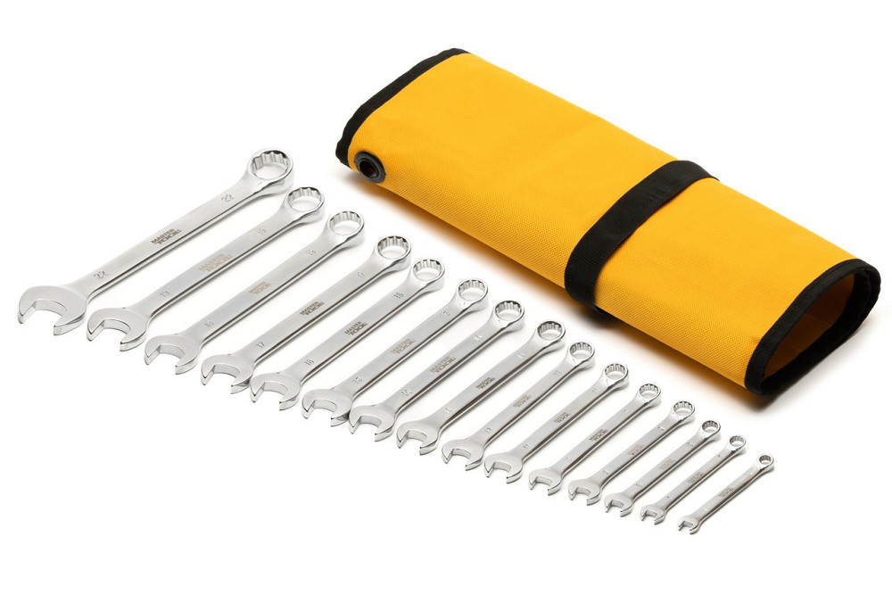 Ключи комбинированные MASTERTOOL SATIN FINISH набор 15 шт (6–19/22 мм) CrV DIN 3113 в чехле 71-2116 Харьков - изображение 2