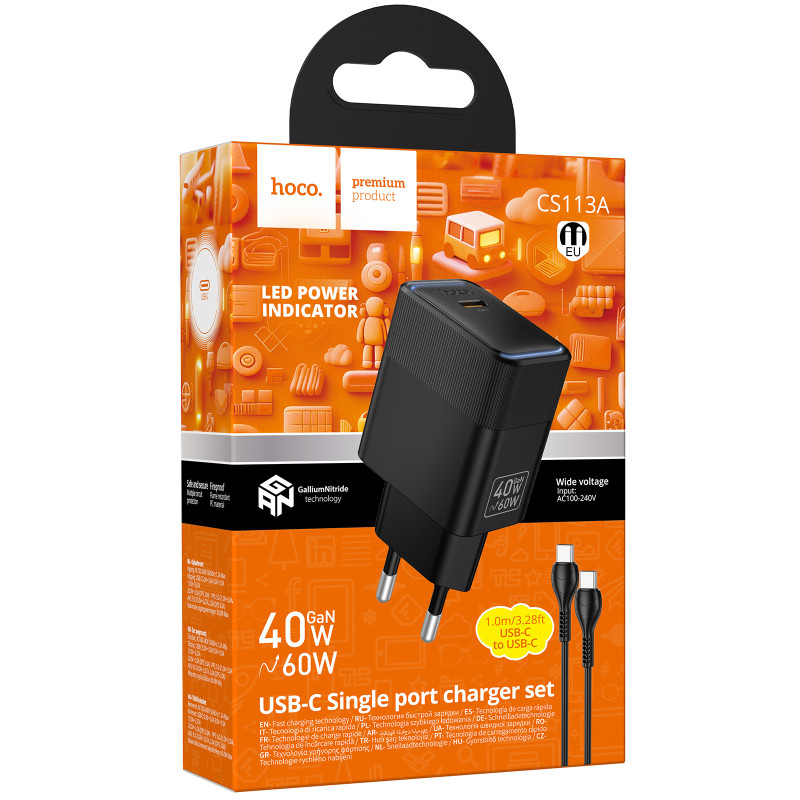 СЗУ Hoco CS113A Lounge PD40W (1USB-C) + кабель Type-C to Type-C Херсон - зображення 3