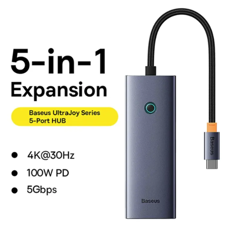 Концентратор/хаб/док станція Baseus 5 in 1 Type-C, USB 3.0, HDMI 4К Київ - зображення 4