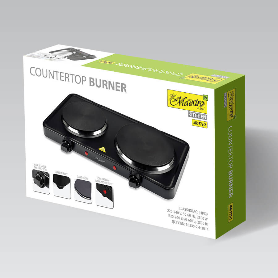 Плита электрическая настольная Maestro MR-772-2 2000 вт Київ - зображення 3