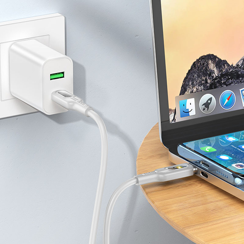 Дата кабель Hoco U120 Transparent explore intelligent power-off PD 60W Type-C to Type-C (1.2m) Херсон - изображение 9