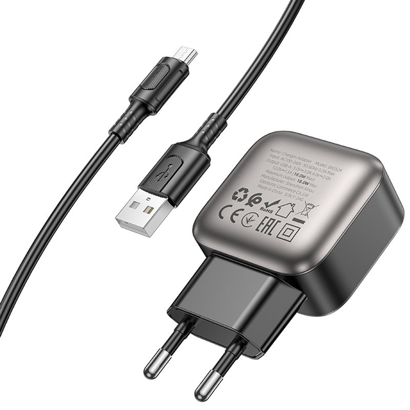 СЗУ Borofone BAS52A Absolute QC3.0 18W (1USB-A) + кабель USB to MicroUSB Херсон - изображение 2