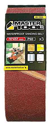 Лента шлифовальная MASTERTOOL зерно 60 76×457 мм 3 шт 08-3306 Харків