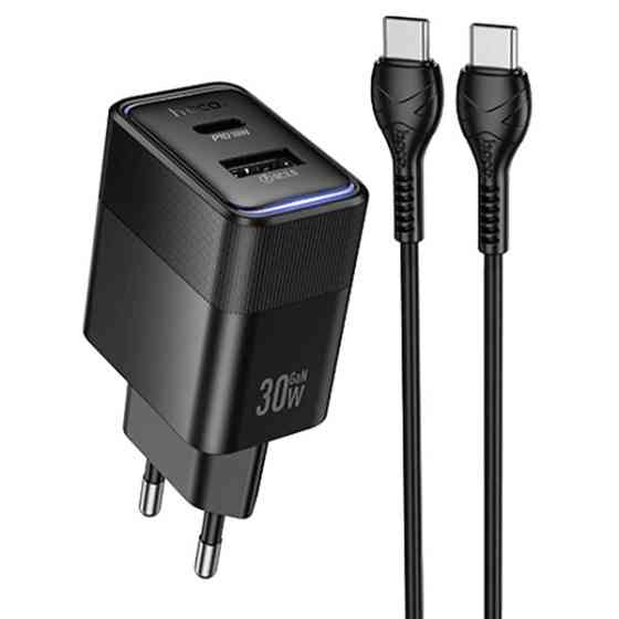 Мережевий зарядний пристрій Hoco CS112A Lounge PD30W+QC3.0 + cable Type-C to Type-C Black Харків