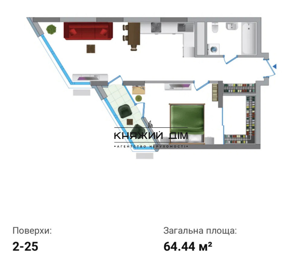 Продаж 2-кімнатної роздільної квартири в ЖК Зарічний,  8 будинок, метро Славутич. № 21146538 Киев - изображение 12