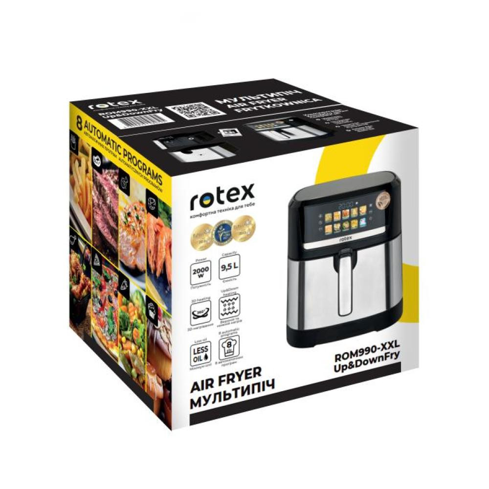 Мультипечь Rotex Up DownFry ROM990-XXL 2000 Вт 9.5 л серебристая Київ - зображення 11