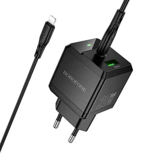 СЗУ Borofone BN19 Intenso PD20W+QC3.0 (1USB-A/1C) + кабель Type-C to Lightning Херсон