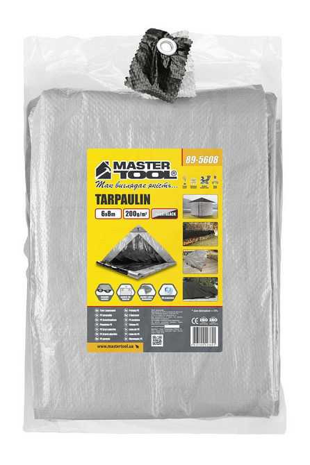 Тент MASTERTOOL SILVER/BLACK 6х8 м двухсторонний 200 г/м² 89-5608 Харьков - изображение 2