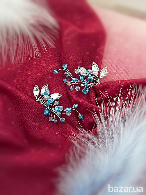 Ундіна прикраси аквамарин блакитний синій сірий шпилька заколка морський стиль Луцк - изображение 4