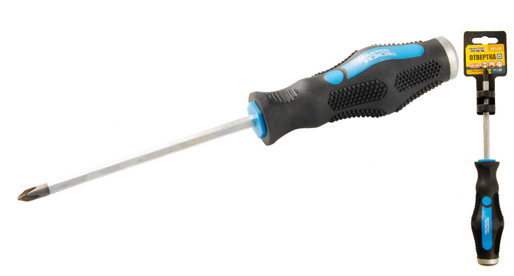 Отвёртка ударная крестовая магнитная MASTERTOOL PH1х100 мм ручка с TPR покрытием 49-5110 Харків - зображення 1