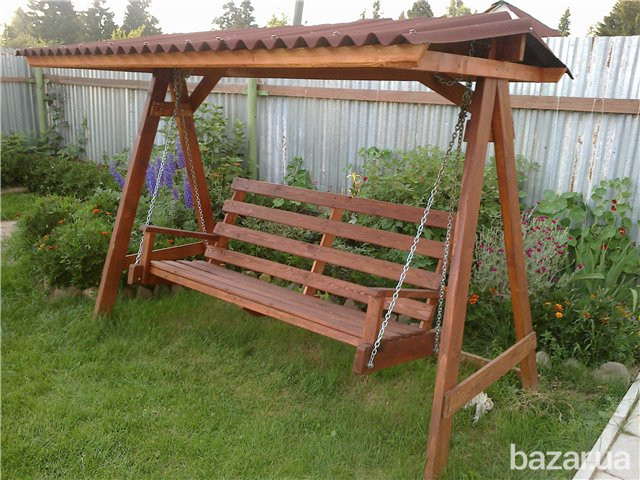 Гойдалка садова. Деревянная садовая качель. Гойдалка. Садовая гойдалка. Дачная гойдалка. Киев - изображение 2