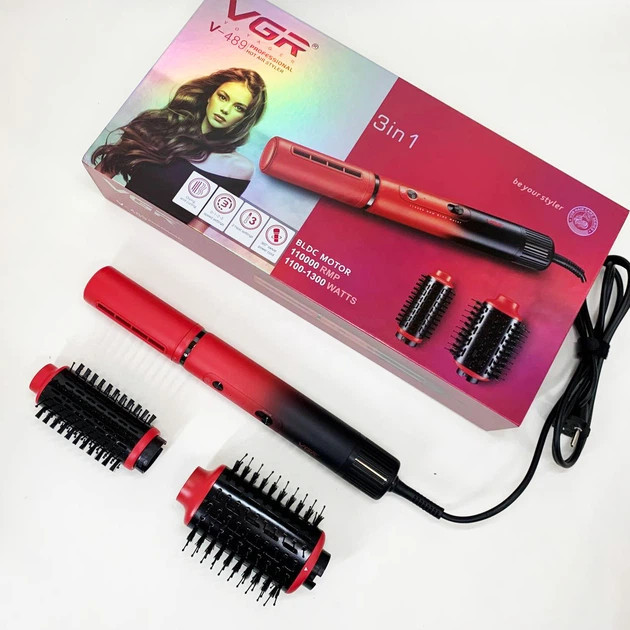 Фен-стайлер VGR V-489 RED 1300 Вт красный Киев - изображение 8