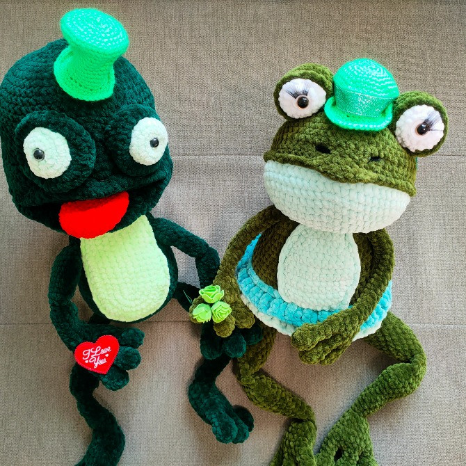 Жаба жабка з язичком зелена 50 см Іграшка вязана гачком hand made Нововолынск - изображение 3