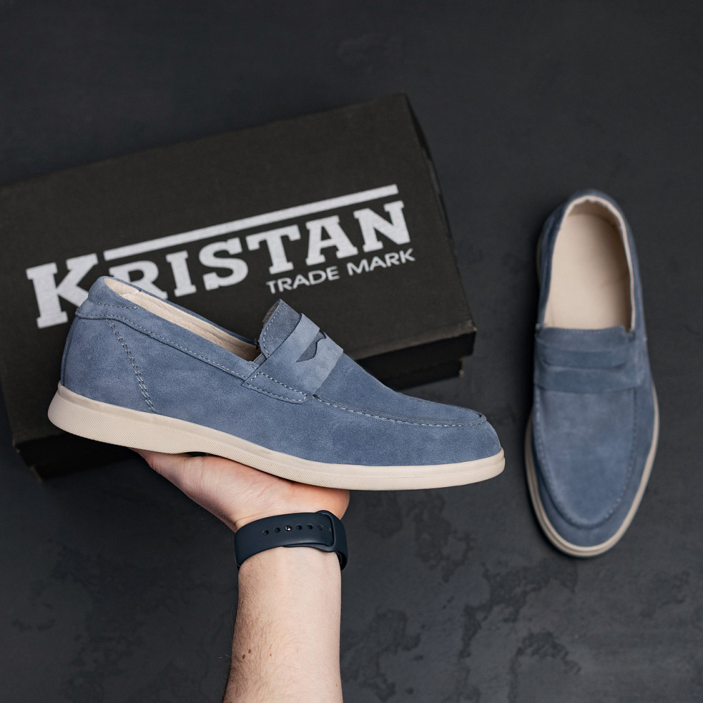 Мужские кожаные лоферы Light gray Киев - изображение 8