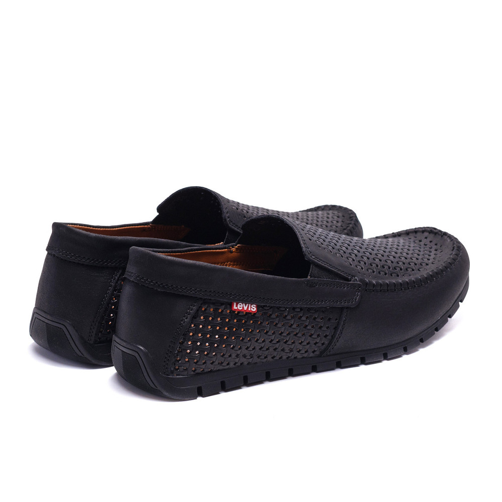 Мужские летние кожаные мокасины  LS перфорация Black Київ - зображення 4