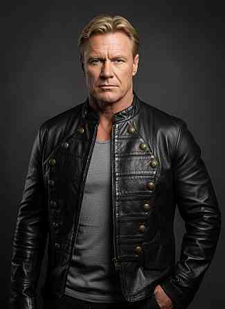 Мужская байкерская куртка с латунной фурнитурой Київ