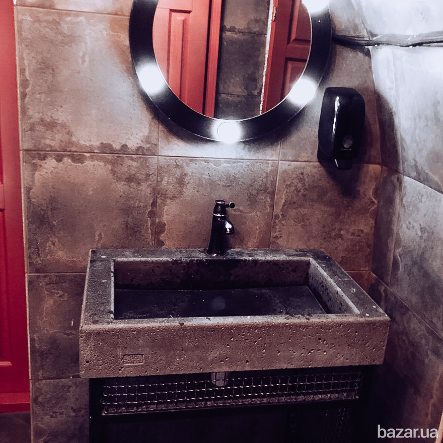 Умывальник бетонный круглый, квадратный, самостоячий, подвесной, из бетона лофт белый серый черный Одеса - зображення 4