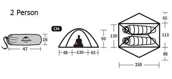 Ультралегка палатка Naturehike Vik 2 двумісний намет Вышгород