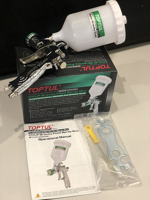 Краскопульт профессиональный HVLP ВП бачок 600мл, 1,4мм TOPTUL KANA14N6 Харків - зображення 2