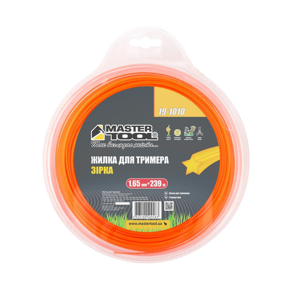 Леска для триммера MASTERTOOL ЗВЕЗДА 1,65 мм 239 м блистер 19-1010 Харків - зображення 2