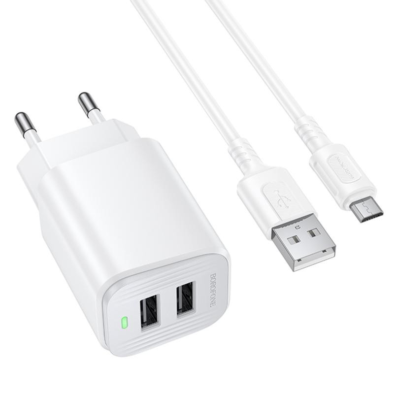 СЗУ Borofone BAS81A Star 10.5W (2USB-A) + кабель USB to MicroUSB Херсон - изображение 1