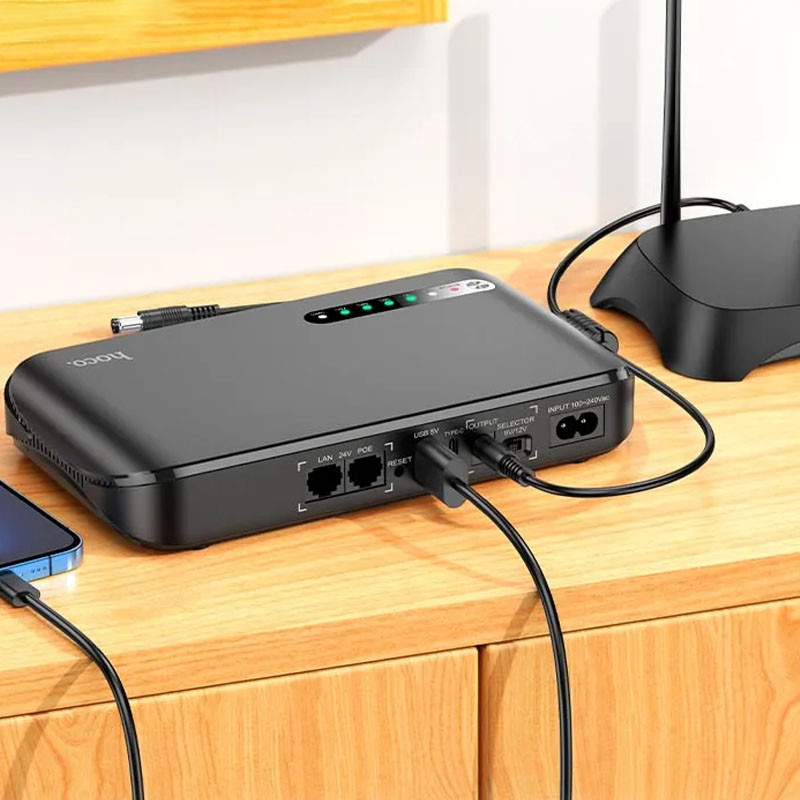 Источник бесперебойного питания Hoco DB62 Smart Mini UPS для роутеров 5V/9V/12V 20000 mAh Херсон - зображення 5