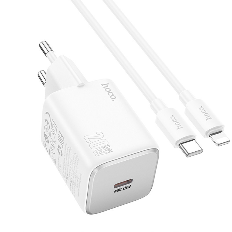 СЗУ Hoco N40 Mighty PD20W (1USB-C) + кабель Type-C to Lightning Херсон - зображення 3