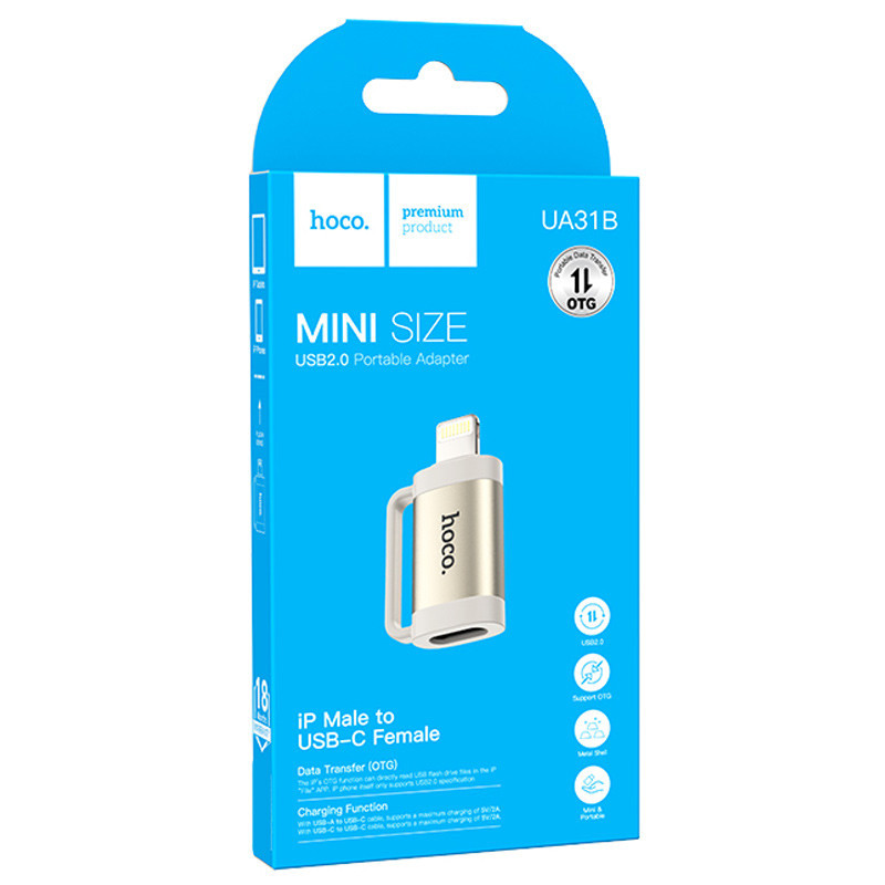 Переходник Hoco UA31B OTG Lightning male to Type-C female Херсон - зображення 5