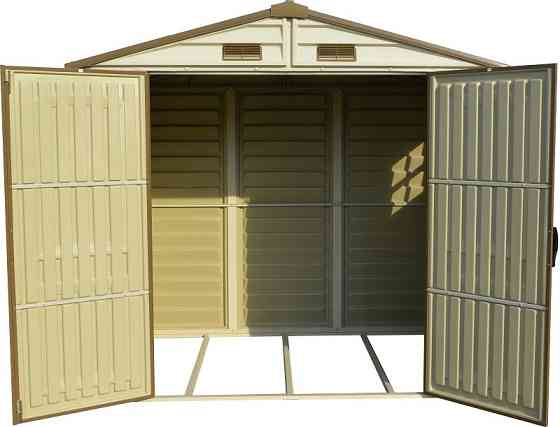 Сарай пластиковый StoreAll 245x168x220 см слоновая кость, коричневая крыша Киев
