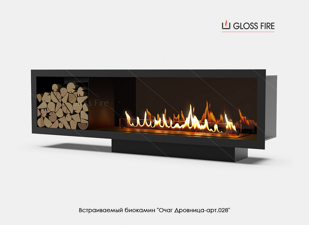 Вбудований біокамін Очаг Дровница 1200 - арт.028 Gloss Fire Харьков - изображение 3