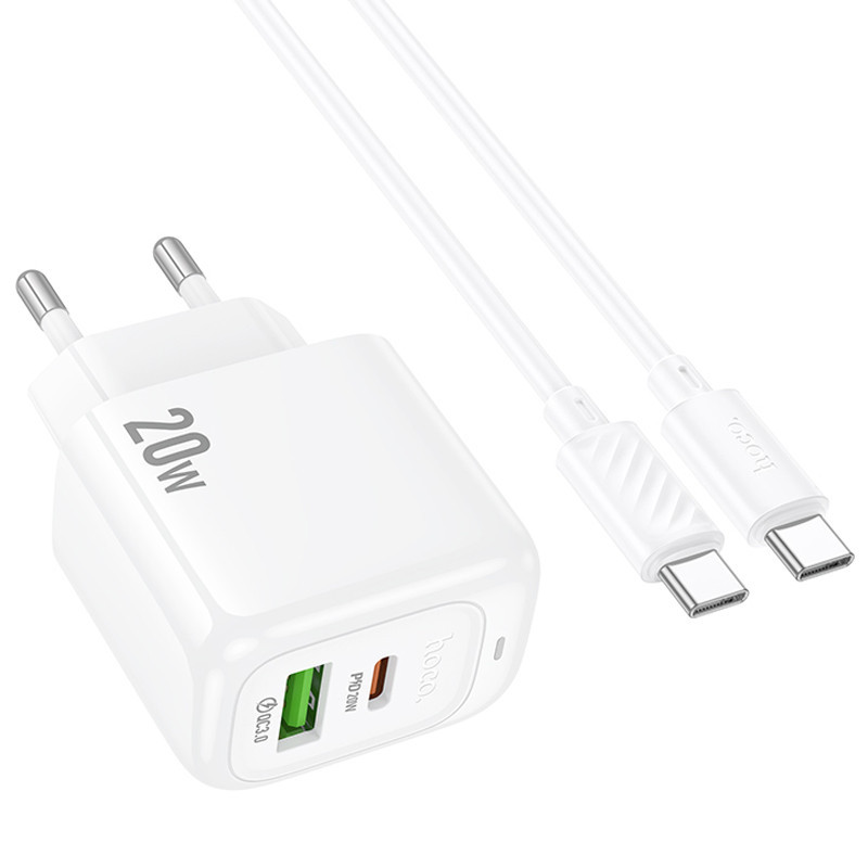 СЗУ Hoco CS54A Surplus PD20W+QC3.0 (1USB-A/1C) + кабель Type-C to Type-C Херсон - изображение 3