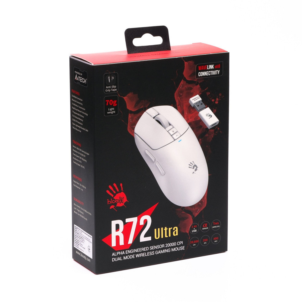 Мышь компьютерная безпроводная Bloody R72 Ultra White белая Киев - изображение 10
