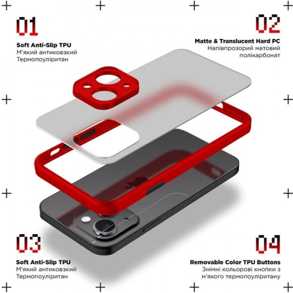 Панель ArmorStandart Frosted Matte для Xiaomi Redmi 12C/11A/Poco C55 Red (Код товару:28778) Харків - зображення 3