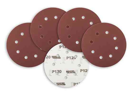 Круг шлифовальный на липучке MASTERTOOL 180 мм/8 отв P120 набор 5 шт 08-1812-H Харків