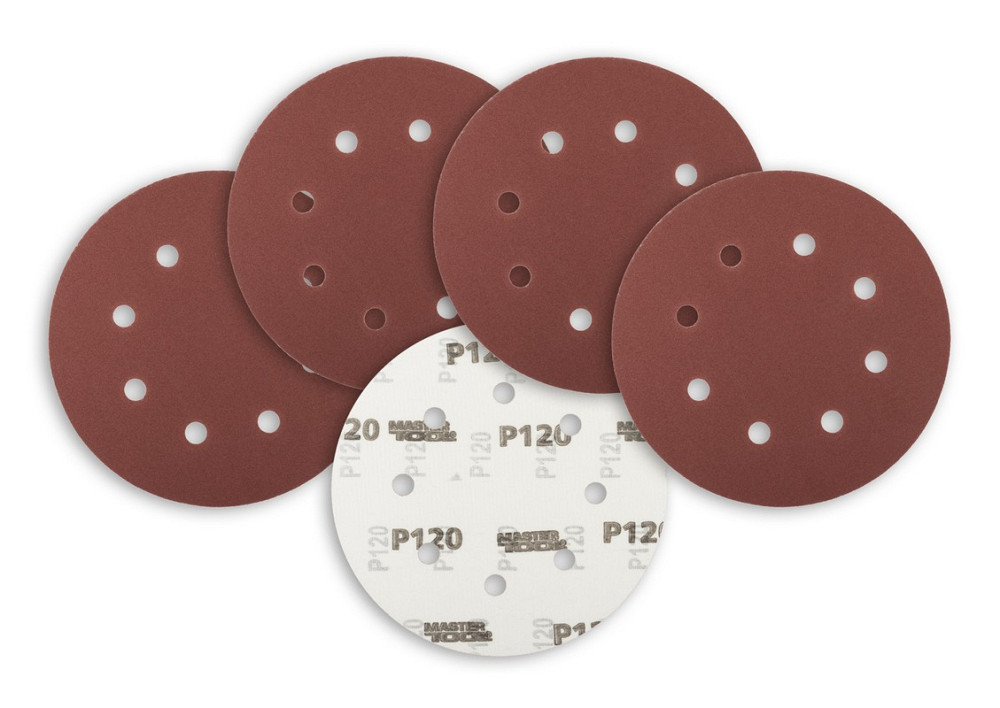 Круг шлифовальный на липучке MASTERTOOL 180 мм/8 отв P120 набор 5 шт 08-1812-H Харків - зображення 3