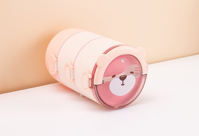 Ланч бокс триярусний харчовий 11070 2400 мл рожевий Киев - изображение 1