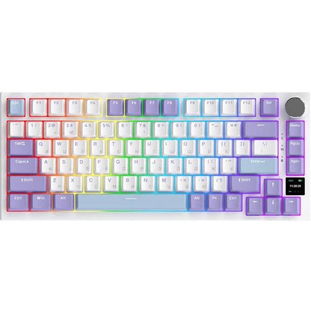Клавиатура беспроводная Ajazz Pro Flying Fish Switch Purple AK820PRO-FF-PWB белая с фиолетовым Киев - изображение 1