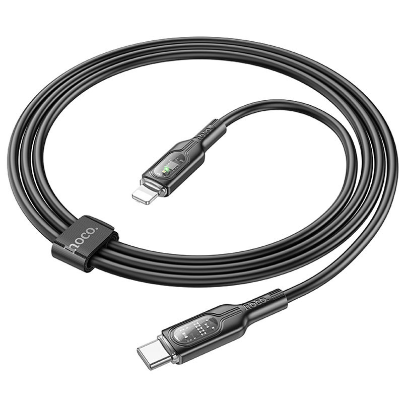 Дата кабель Hoco U120 Transparent explore intelligent power-off PD 27W Type-C to Lightning (1.2m) Херсон - изображение 4