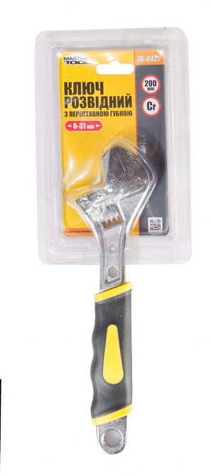 Ключ разводной MASTERTOOL 200 мм 0-31 мм переставляемая губка CrV рукоятка с двухкомпонентной наклад Харків - зображення 2