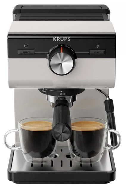 Кофеварка рожковая Krups Opio XP381B10 15 Бар черная с серебристым Київ - зображення 1