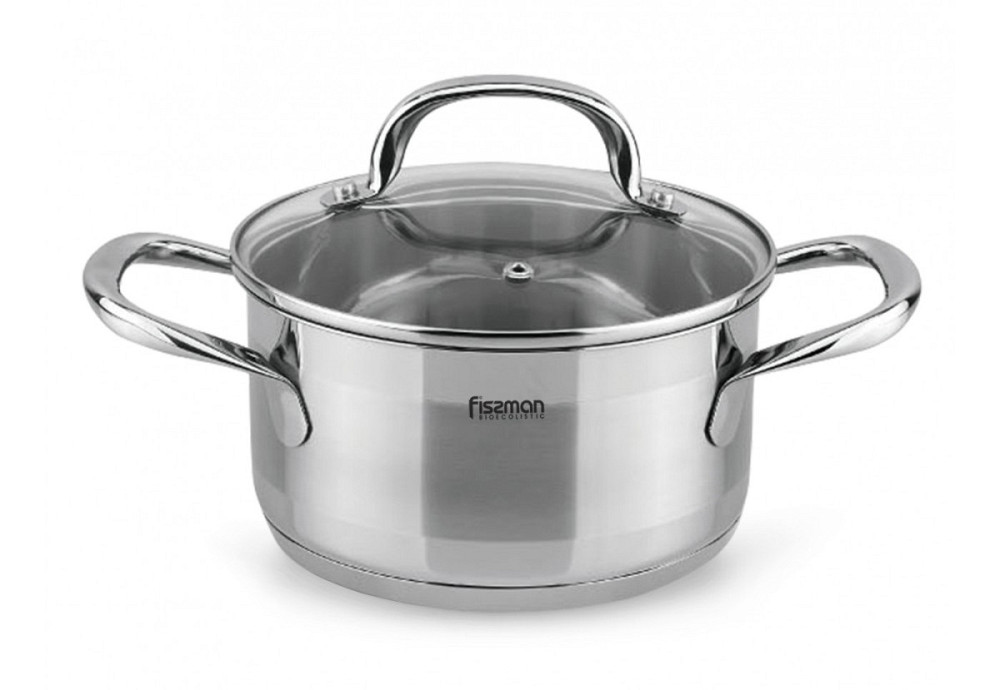 Каструля з кришкою Fissman Dali SS-5298-24 24 см 6.1 л срібляста Київ - зображення 1