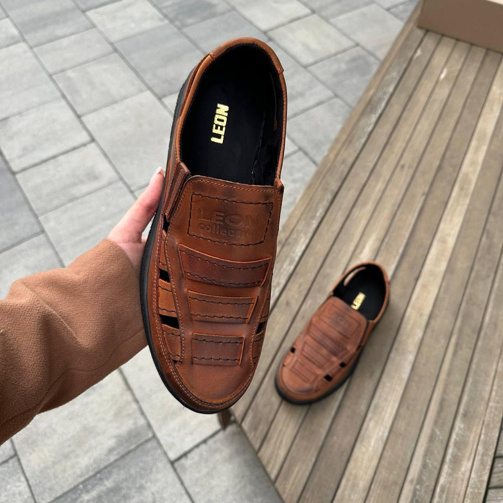 Мужские кожаные летние туфли Leon Brown Київ - зображення 3